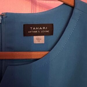 Tahari Arthur S. Levine Blue Midi Sheath Dress